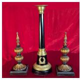 *Striking Vintage Empire Candlestick & Finial Set