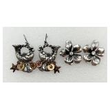 Cute Fish Charm and Flower Earrings