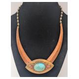 Fancy Copper, Brass, & Turquoise 20" Necklace