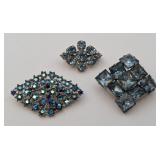 3 Very Nice Blue Diamond Pins