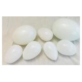 7-Vintage Handblown Milk Glass Eggs