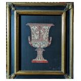 *Italian Hand Colored Framed Vase Print
