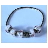 Pretty Sterling Silver Lampwork Bracelet