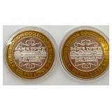 2 Samï¿½s Town .999 Silver $10 Gaming Tokens