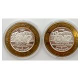 2-1999 Reno/Tahoe Intl. AP .999 Silver $10 Tokens