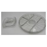 Glass Holiday Inn Ashtray & Divided Glass Platter