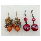 2 Pair Beaded Dangle Earrings