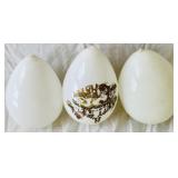 3 Vtg Handblown White Milk Glass Easter Eggs