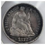 1872 Seated Liberty Half Dime