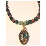 Nice Green * Pink Handcrafted Necklace. New.