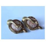 Gorgeous  Luxury Pink Marble Swan Motif Earrings