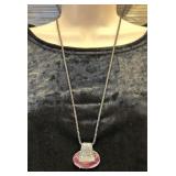Purple & Marcasite Pendant on 18K GP Popcorn Chain