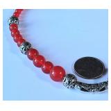 Dark Red Handcrafted Beased Necklace. New.
