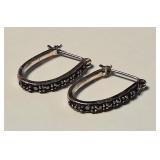 Sterling Silver Black Beaded Earrings