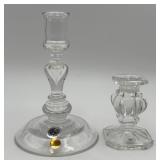 2 Different Crystal Candlestick Holders