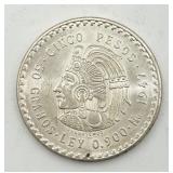 1947 Mexican Cinco Pesos 90% Silver Coin