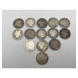 14 Barber Silver Dimes 90% Silver