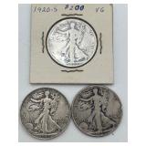 3 Walking Liberty Silver Half Dollars 90% Silver