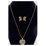 925 w/Gold Overlay Natural Gemstone Jewelry Set