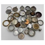 Large Lot of Antique & Vtg. Pocket Watch Parts