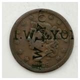 1838 Coronet Head Counterstruck Cent Coin
