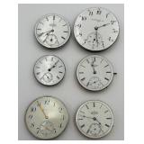 6 Antique & Vtg. Elgin Pocket Watch Movements