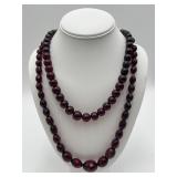 2 Vintage Cherry-red Bakelite Necklace