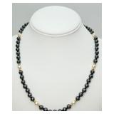 14KT Gold Beaded Hematite, Pearl Necklace