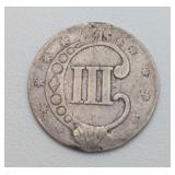 1852 3ï¿½ (Trime) Coin, 75% Silver Date is Worn