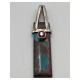 Sterling Silver Turquoise & Garnet Pendant