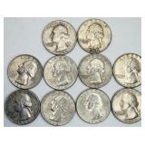 10 1964 Washington Quarters 90% Silver