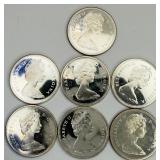 7 Canada 10 Cents Silver Proof Coins