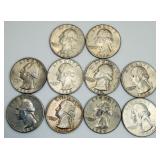 10 1964 Washington Quarters 90% Silver