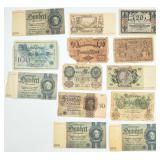 13 Various VTG & ANTQ Foreign German Banknotes