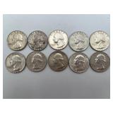 10-1964 Washington Quarters 90% Silver