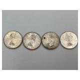 4 Canada 25 Cent Silver Coins 80% Silver