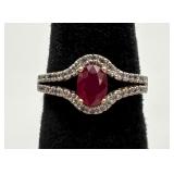 10k Yellow Gold Ruby & Diamond Ring