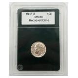 Graded 1962-D Roosevelt Silver Dime, MS66