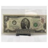 1976 Bicentennial UNC $2 Bill w/a Cancelled Stamp