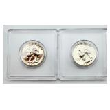 2 1958 Washington Quarter Proof Coins 90% Silver