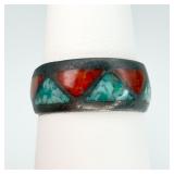 VTG Zuni 925 Turquoise & Coral Ring