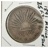 1891 Mexico ZS F.Z. 8 Reales Silver Coin