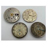 4 Various Antique 17 Jewel Pocket Watch Movements