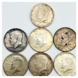 7 1964 Kennedy Silver Half Dollars 90% Silver