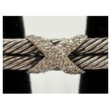 D. Yurman SS 18K Diamond ï¿½Xï¿½ Double Cable Bracelet