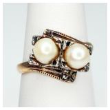 VTG Pearl Ring 10KT Gold & Sterling Ring