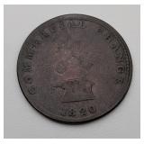 1820 Upper Canada Half Penny Copper Token