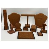 Lot of a Variety of Brown Jewelry Stands