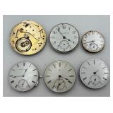 6 Various Antique & Vtg Pocket Watch Movements
