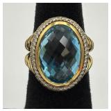 D Yurman 18K Gold Diamond & Oval Albion Ring